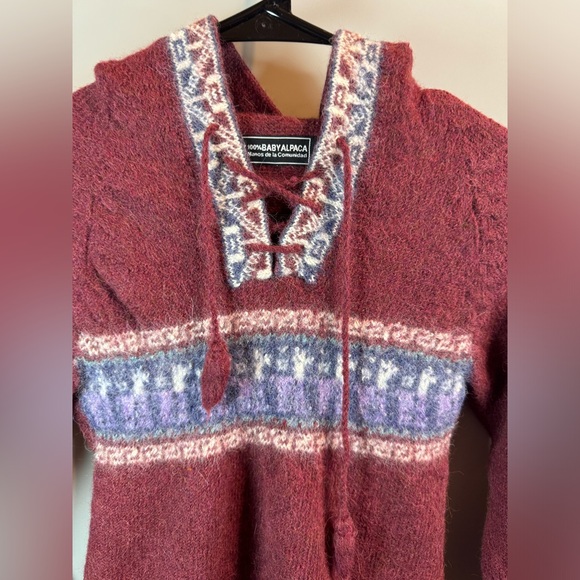 Manos De La Comunidad 100% Baby Alpaca Hoodie Sweater Aztec Size Unknown - Picture 5 of 12